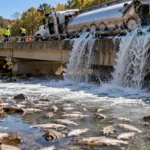 Un camionero ebrio vertió 1.000 litros de detergente en un arroyo de Virginia Occidental: 33.500 peces muertos y una condena de 241.000 euros